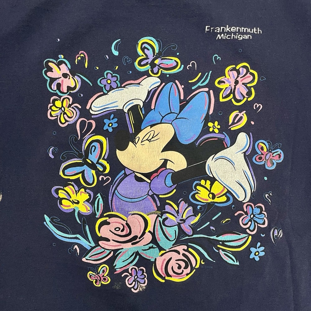 Vintage 90's Minnie Mouse Disney Frankenmuth Michigan Flower Size XL Tshirt - Picture 3 of 6